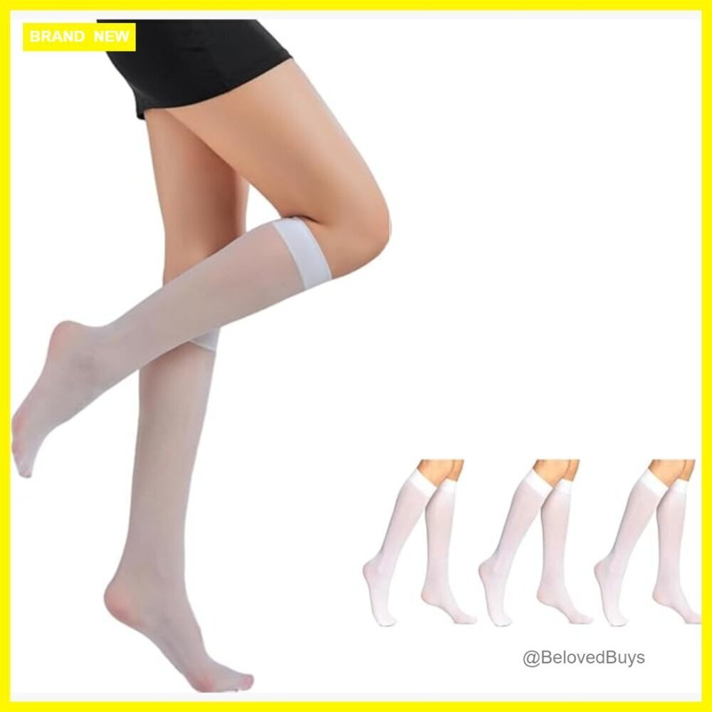 Sheer Knee High Stockings 20 Denier Nylon Spandex Compression
